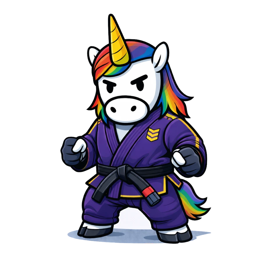 The Project-Ops coordinator, in a purple judo gi and black belt
